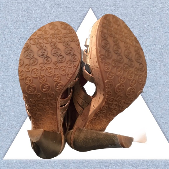 💜 Michael Kors Robertson Metallic Gold Sandal Heel 💜 - Picture 7 of 16